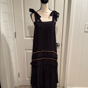 Ramy brook elegant Black Sleeveless Dress with Bow Straps